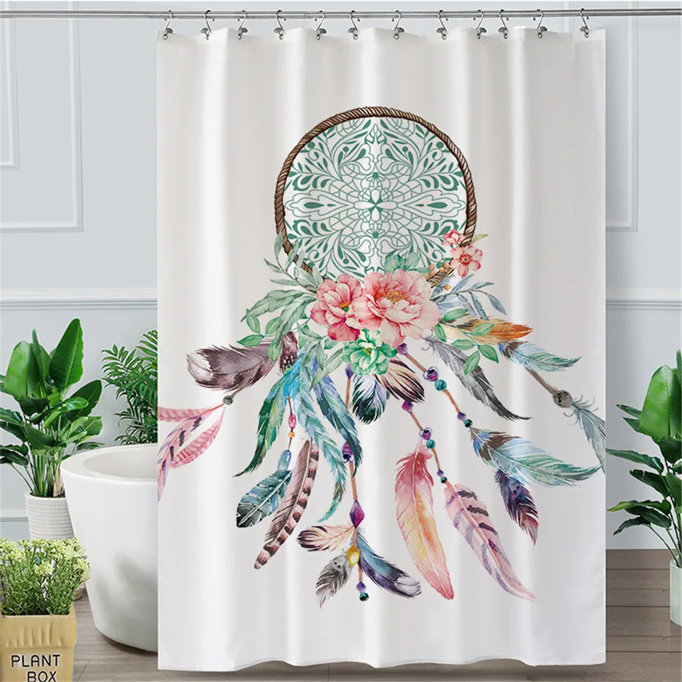 BlessLiving Dreamcatcher Shower Curtain Boho Hippie Waterproof Bath