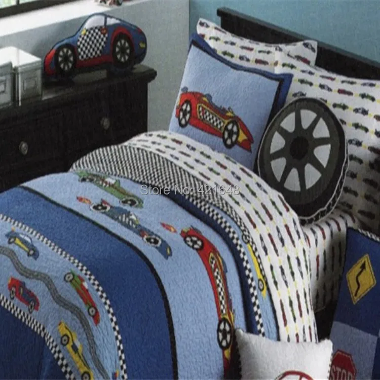 Free shipping racing car kids 2pcs comforter bedding set