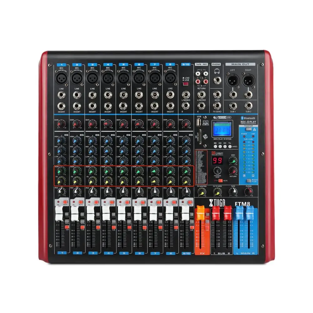 XTUGA FTM8 8Channel Professional Audio Mixer Sound