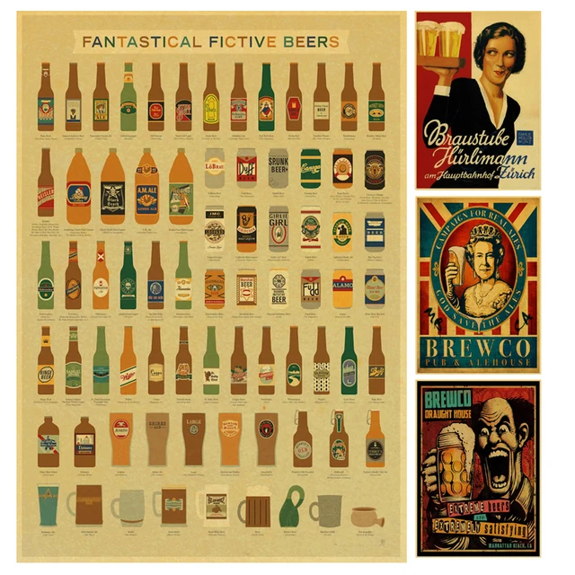 Divertente Birra Vino collezione bar cucina disegni poster Kraft ... Divertente Birra Vino collezione bar cucina disegni poster Kraft ...