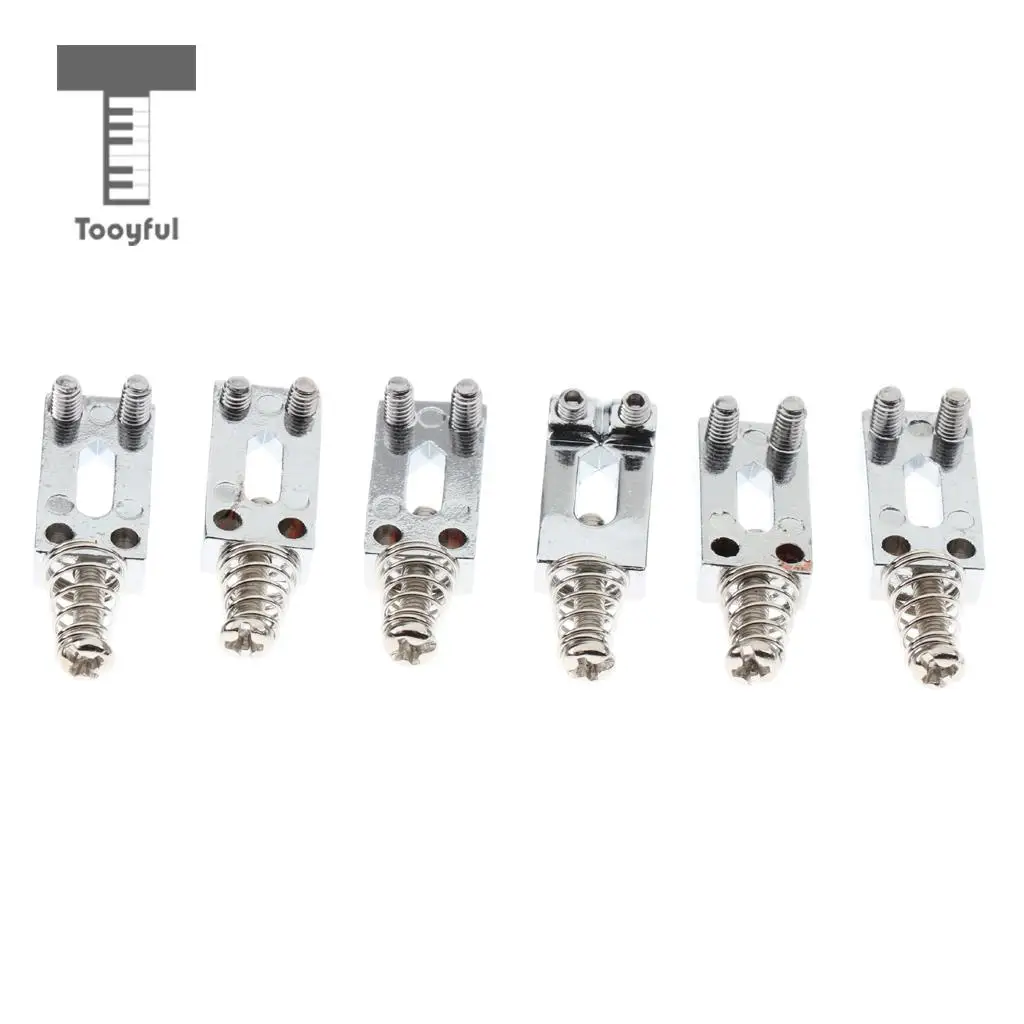 Tooyful 6Pcs Zinc Alloy Material Guitar Roller Bridge Saddles Nut Silver Strat Tremolo Trem Bridge for Acoustic Guitar