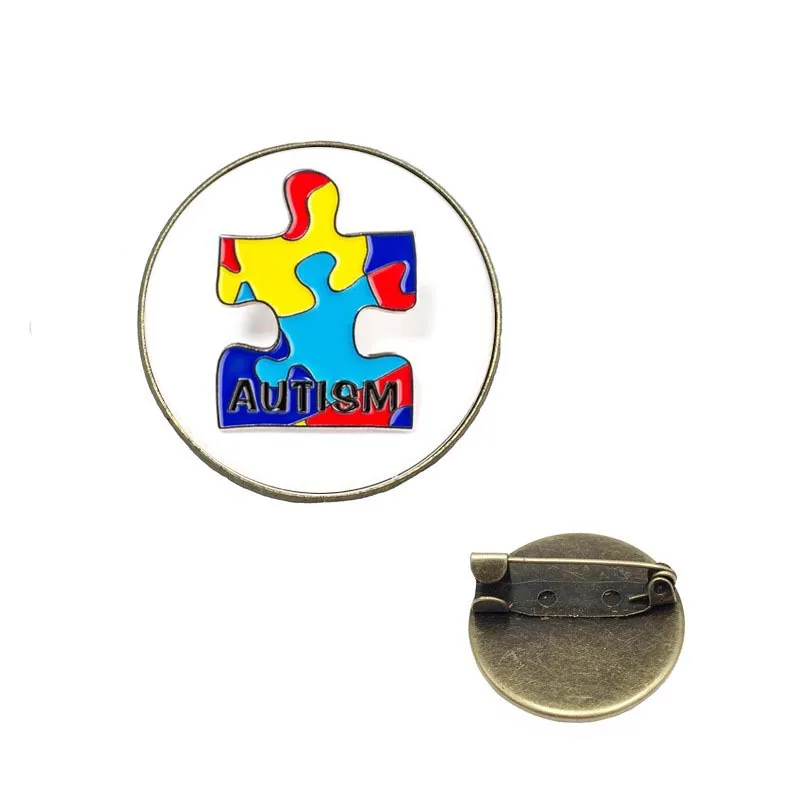 

Colorful Round Puzzle Icon Autism Brooches Lapel Pin Hope Understanding Caring For Autism Awareness Clothes Decorative Badges