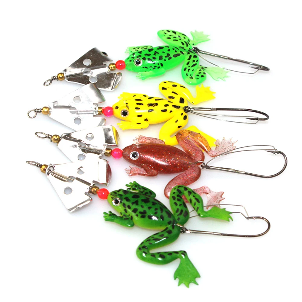 

BlueJays 4 color Frog lures Artificial lures soft bait 8cm / 6.2g with rotating sequins lure bait frog Fishing Tackle
