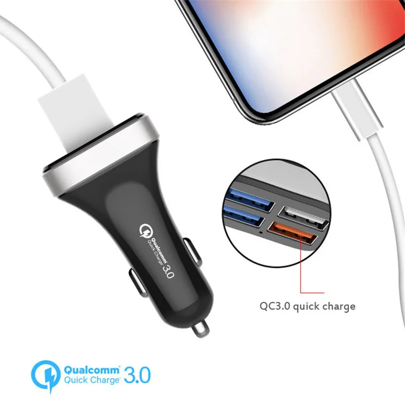 شاحن سيارة 4 USB ميناء سريعة تهمة 3.0 الذكية شاحن آيفون XS ماكس XR X 8 7 6 6 s زائد ل سامسونج S9 S8 S7 حافة ملاحظة 9 8