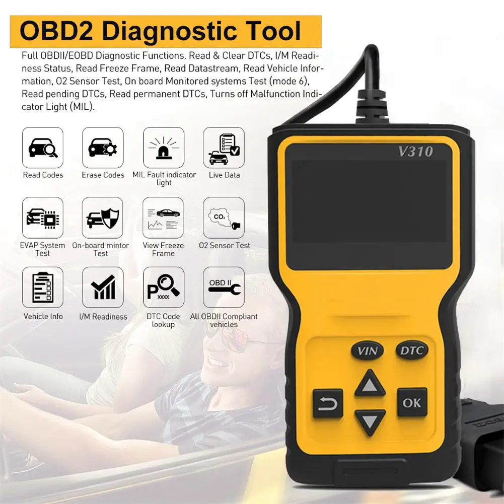 V310 OBD2 сканер Профессиональный OBD OBDII считыватель кодов двигателя проверка ODB2 2