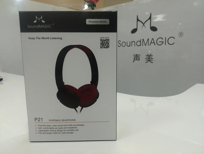 SoundMAGIC P21 портативная гарнитура, наушники для мобильного телефона, планшета, ноутбука, ПК, MP3, новые оригинальные наушники с супер басами, Hifi - Цвет: Red color in box