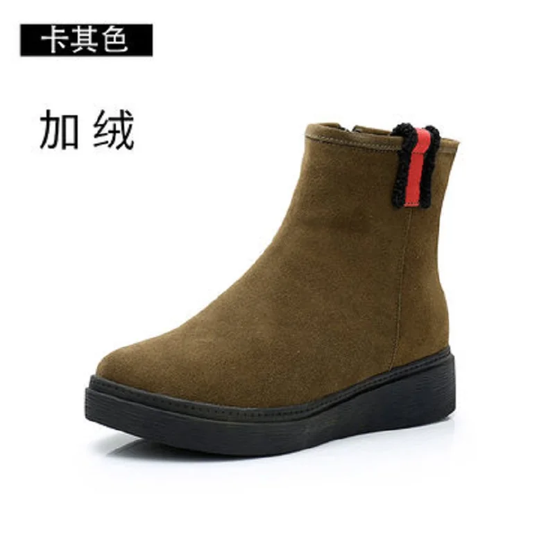 Velours Nouvelles Bottes Gommage forme Grande Sable 2019 Automne Marée De Noir Plus Et Femmes khaki Cuir Plate Coton Plat Martin D'hiver En Taille ZilOkwPuXT