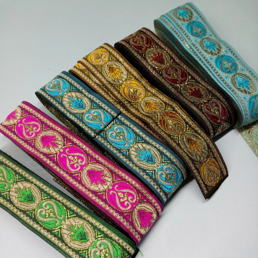 

Jacquard Trim Ribbon DIY Cord 33mm Wide 7 Yards Vintage 33mm Width Decorative Webbing Accessories Ribbon Trim