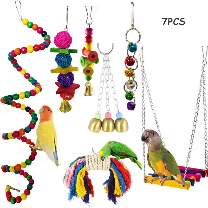 

Combination Parrot Toy Bird Cage Swing Hammock Hanging Bell Toy For Macaw Parrot Budgie Parakeet Bird Bite Toy Bird Supplies