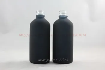

100ml black frosted Glass Essential Oil Bottle Without any cap,could match with sprayer/pump/dropper cap,glass container,18/410