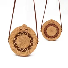 Woven Rattan Bag Round Straw Shoulder Wicker Bag Small Beach HandBags Women Summer Hollow Handmade Messenger Crossbody Bags Woven Rattan Bag Round Straw Shoulder Wicker Bag Small Beach HandBags Women Summer Hollow Handmade Messenger Crossbody Bags
