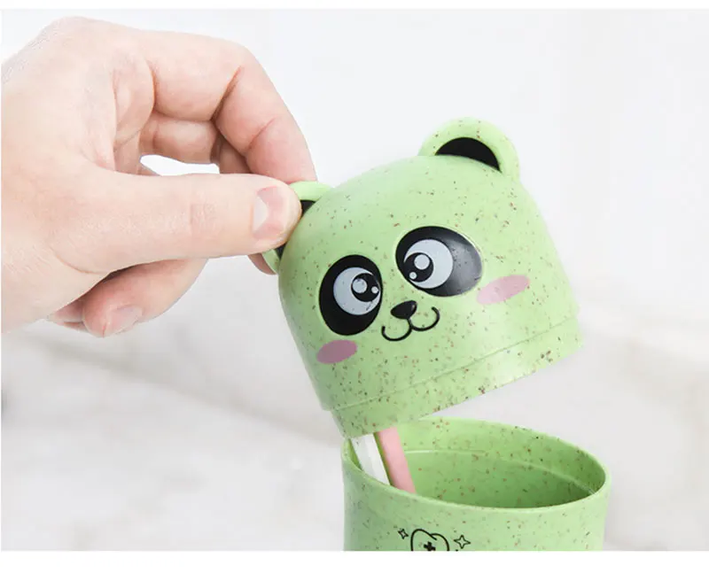 Симпатичные конфеты-Цвет Пластиковые путешествия портативный Экологичные ванная комната Tumblers творческий мультфильм панда зубная щетка подставка для зубной пасты коробка