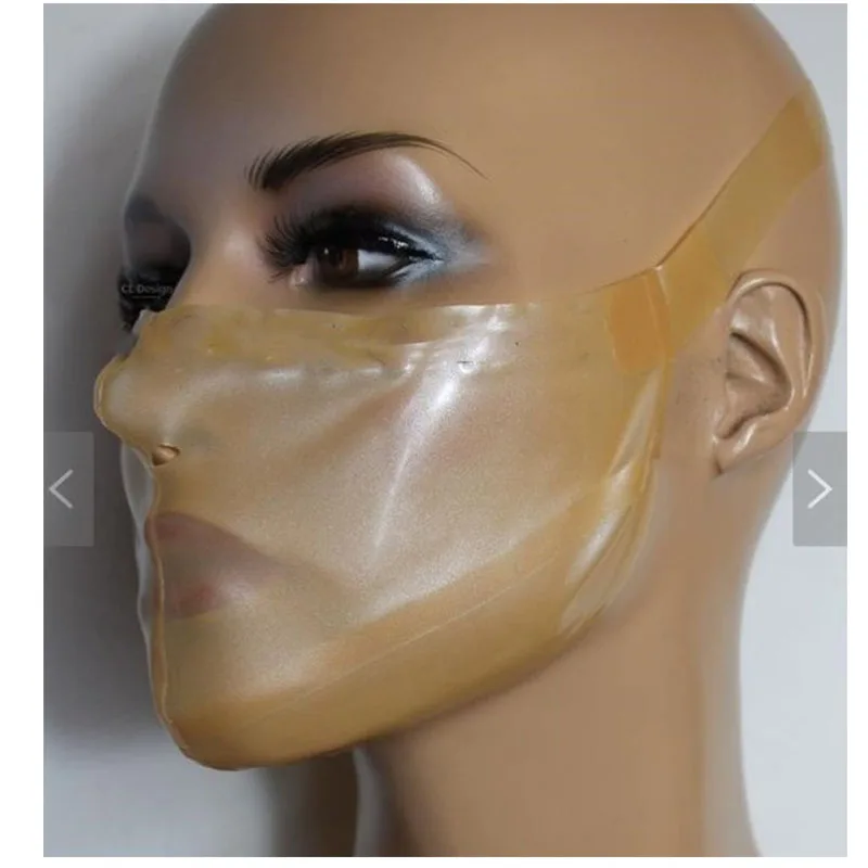 

100% Latex Half Hood Mask Adjustable Transparent Color Rubber Mask for Party