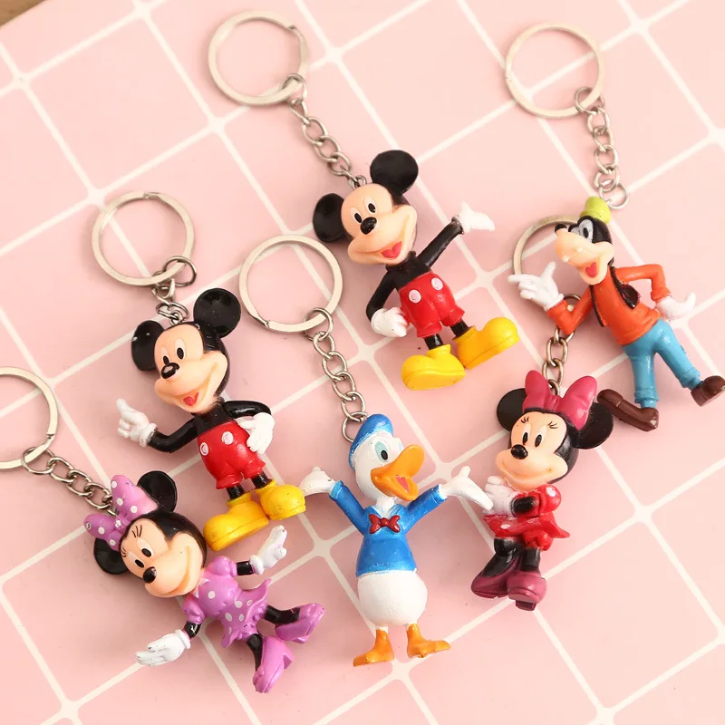 

2019 New Anime Cartoon Cute Mickey Minnie Mouse Stuffed animal plush toy Car Key Chains Keyring Women Bag Charm Trinkets Gifts
