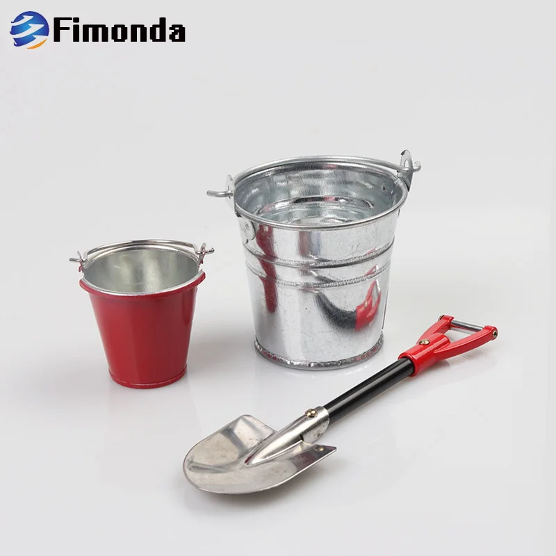 

DecoratiDecorative Mini Bucket Shovel Metal Tool kit For 1/10 RC Rock Crawler Axial SCX10 90046 Traxxas TRX4 Tamiya CC01 RC4RD D