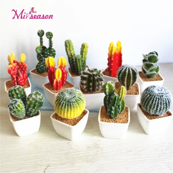 

1 Set artificial cactus potted PU plant with vase simulation tropical decorative plants for home Wedding office table decoration