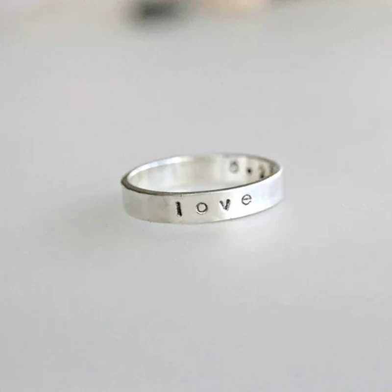 

Double Sides Letters Engraved Personalized Name Ring Stainless Steel Black Letters Inner Lettering Words Text Date Engraved Ring