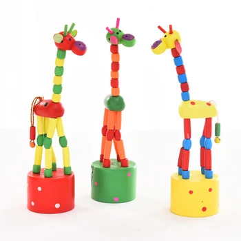 

1pc Kids Educational Wooden Block Toys Dancing Standing Colorful Giraffe Models Building Blocks Toys for Children Creative Gifts