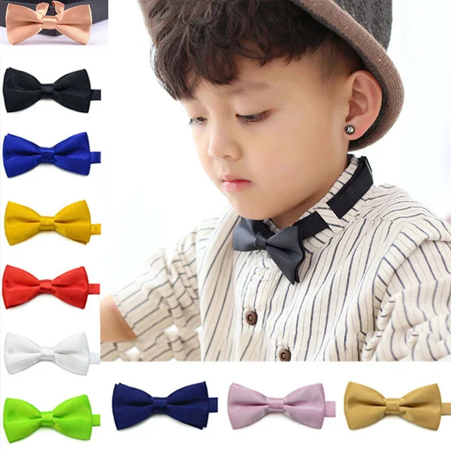 Classic Kids Bowtie Boys Grils Baby Children Bow Tie Fashion Solid Color Mint Green Red Black White  Butterfly Gravata 1