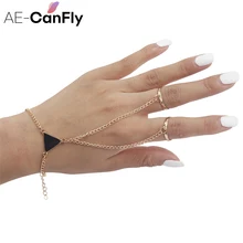 Простой конструктор золотой палец Браслеты черный Треугольники звено цепи браслет моды геометрические руку Цепи для Для женщин 2K3040