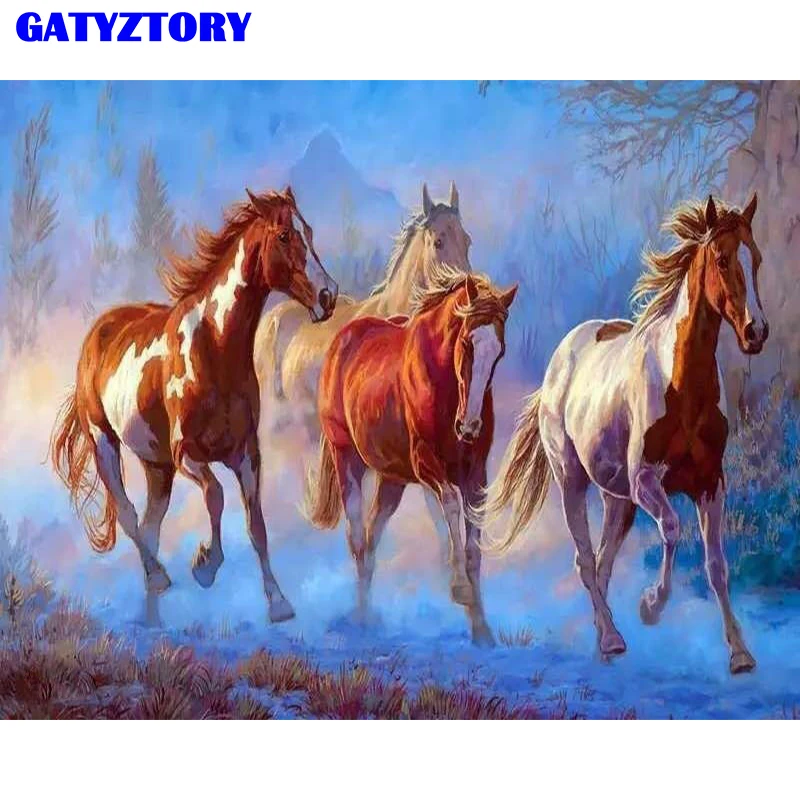 

Frameless Horse Animals DIY Digital Painting By Numbers Home Decoration Acrylic Picture Hand Painted Oil Painting For Wall Art