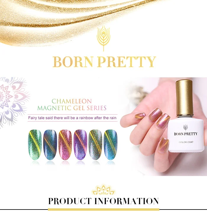 Born pretty, Хамелеон Гель-лак для ногтей с эффектом «кошачий глаз» 6 мл Магнитный блеск Soak Off UV Гель лак черный базовый цвет