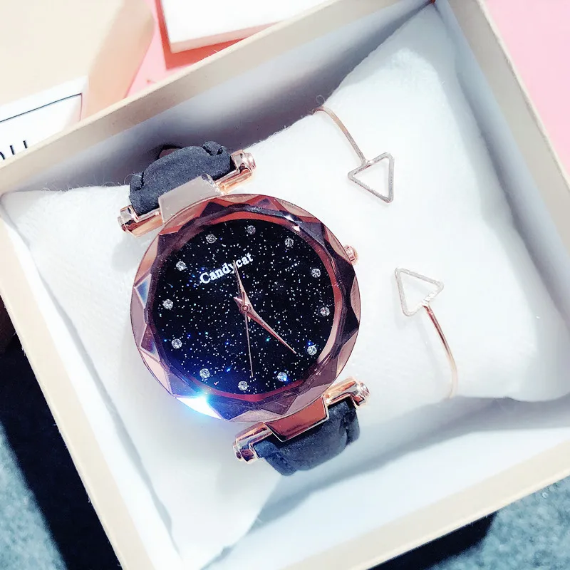 

Luxury Women Watches Shiny Starry Sky Watch Female Ladies Rhinestone Quartz Watch Leather Wristwatch Clock montre femme relogio