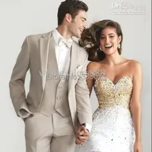 Утро Мода заказ Шампанское смокинг жениха костюм для свадьбы/жениха костюм для свадьбы S Роскошные мужские(куртка+ жилет+ брюки