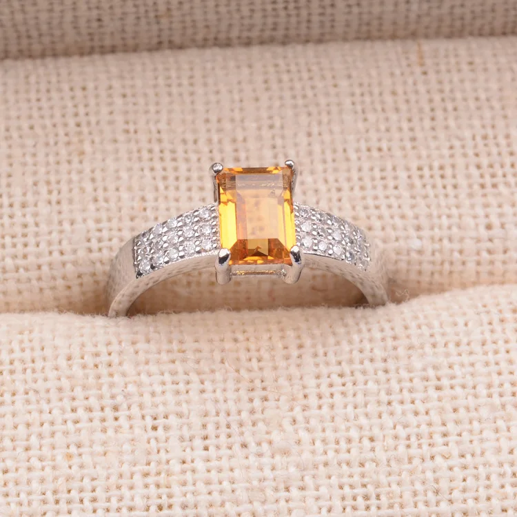 [MeiBaPJ натуральный бразильский цитрин модное кольцо с драгоценным камнем для женщин Настоящее серебро 925 проба ювелирные изделия