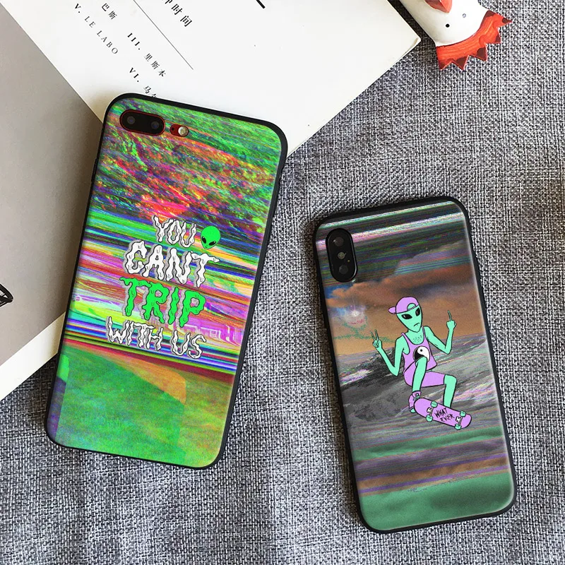 

Abstract Funny alien ET Free Hang Rope Tpu Soft Silicone Mobile Phone Case Cover Shell Bag For Apple iPhone 5 SE 5S 6 6S 7 Plus