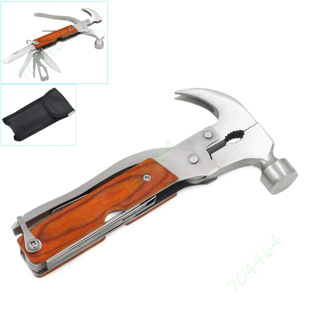 Folding Multifunction Outdoor Camping Pocket Tool Hammer Knife Pliers
