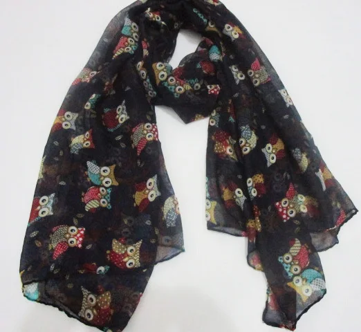 

Free Shipping 2018 New Fashion Owl On a Branch Big Eye Bird Print Scarf Owl