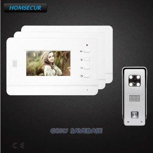 

HOMSECUR 1v3 Color Hand-Free Door Phone Intercom System With Sensor-controlled White LED Lights for Apartment