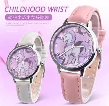 

New unicorn design Quartz Kids Watch Sports fashion cartoon leather Wristwatch for Boy girl Students Christmas watches Relogio