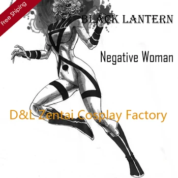 

Free Shipping DHL Negative Woman Superhero Costume Black And White Black Lantern Corps Cosplay Costume SH048