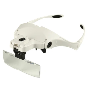 

1.0X-3.5X Magnifying Headset Loupe led Lamp 5 Lens Headband Magnifier Glass Loupe with 2 LED Lamp Jewelry Circuit Repair Tools