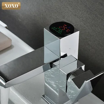 

XOXO Basin Faucet Bathroom LED Digital Basin Faucet Water Power Basin Mixer Brass Chrome Plated Temperate Display Faucet 80055