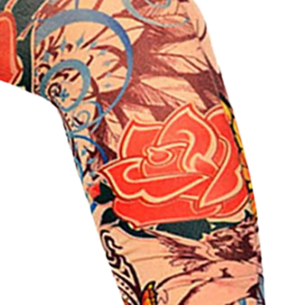 1 пара велосипедного спорта татуировки рукава УФ-защита Прохладный тату-рукава рука спорта Теплее Временная подделка рукав с татуировками