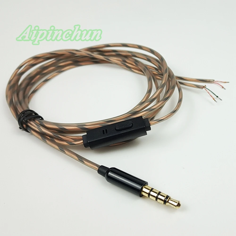 DIY TPE Earphone Cable with Mic Controller Repair Shielded OFC Wire for Headphone 3.5mm Line
