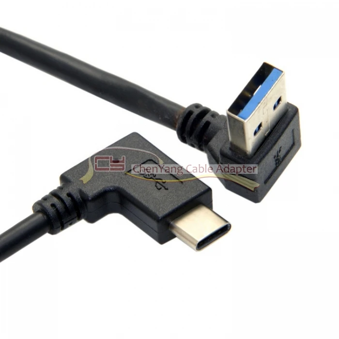 Cablecc 90D под углом мужчина к Реверсивный USB 3,1 USB-C Угловой кабель для передачи данных ноутбука