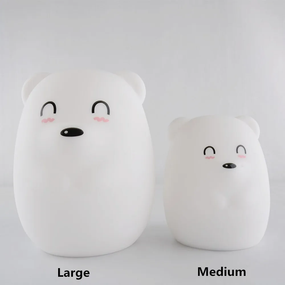 Bear LED Night Light Remote Control Timing Touch Sensor 9 Colors USB Charging Silicone Animal Bedside Lamp for Children Baby (8)