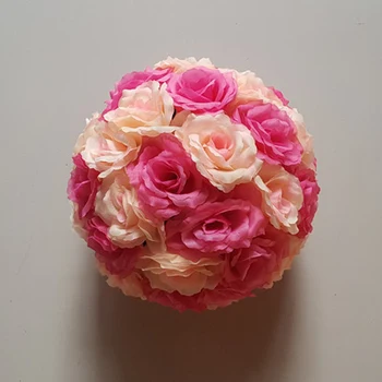 

13CM Artificial Rose Ball Silk Flowers Kissing Balls Wedding Decorations Hanging Ball Christmas Party Decoration