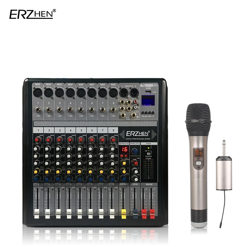 

Audio Mixer Console W7000T8 Professional Mixer Audio Amplifier Sound Processor 8 Channel