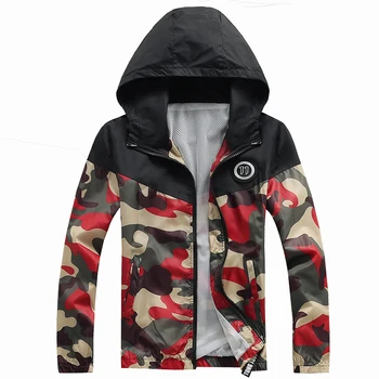 

New arrival men's camouflage breathable mesh lined hooded long sleeve zipper Casual Coat hoodies sweatshirt windbreaker jackets