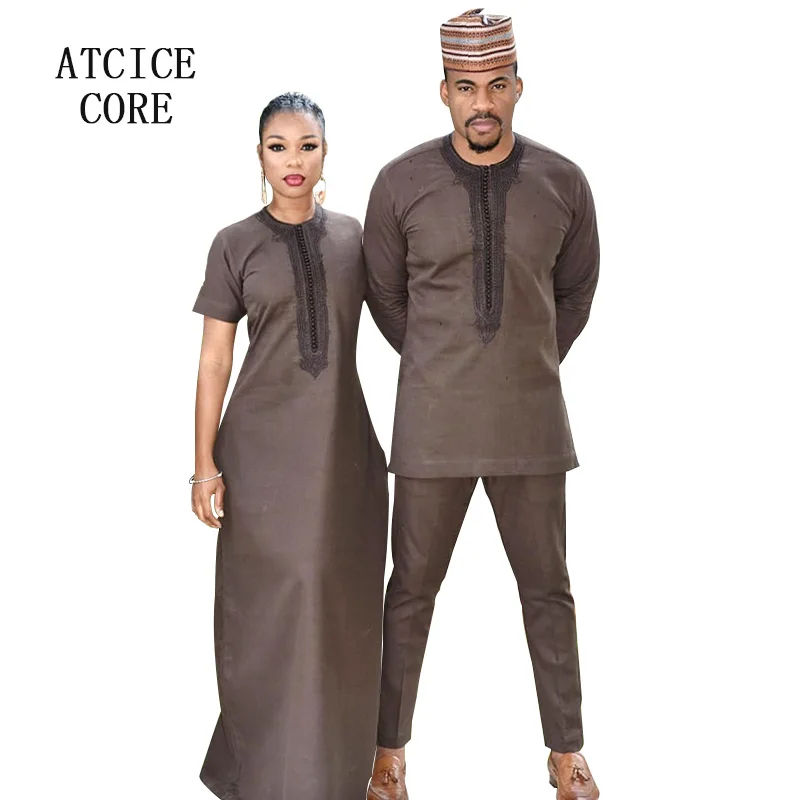 Африканская одежда для пары мягкий материал Дашики Африканский Базен riche вышивка дизайн топ с брюками T024 T025