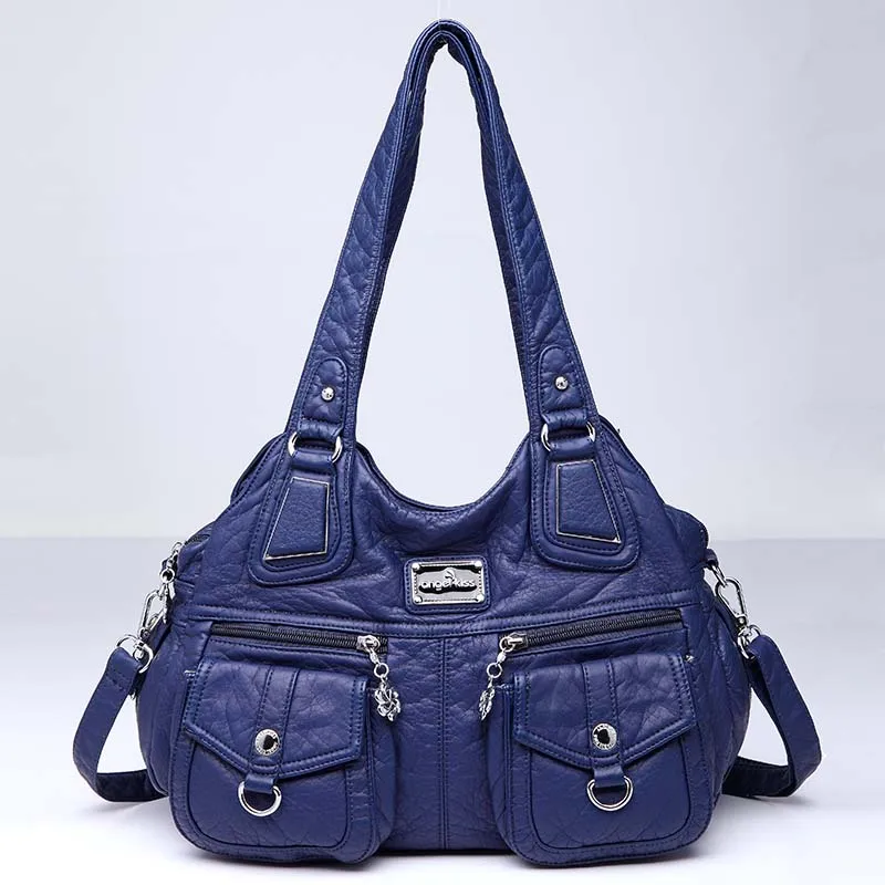 

Hot Selling Washed PU Leather Handbag Autumn and Winter Tide Simply Tote Handbags Ladies Handbags Women's Bag