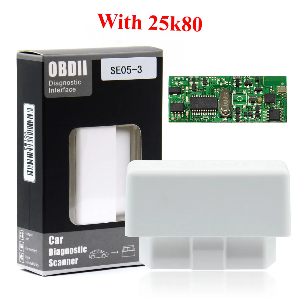 25K80 Мини elm327 Bluetooth OBD2 V1.5 Elm 327 V 1,5 OBD 2 Автомобильный диагностический инструмент сканер Elm-327 OBDII адаптер автоматический диагностический инструмент - Цвет: 25k80 White