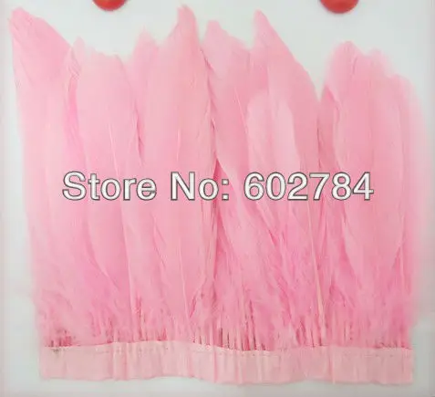 

Free Shipping 2meters 4-6" pink geese feather trim / trimming / fringe dyed goose feather ribbon Duck feather fringe