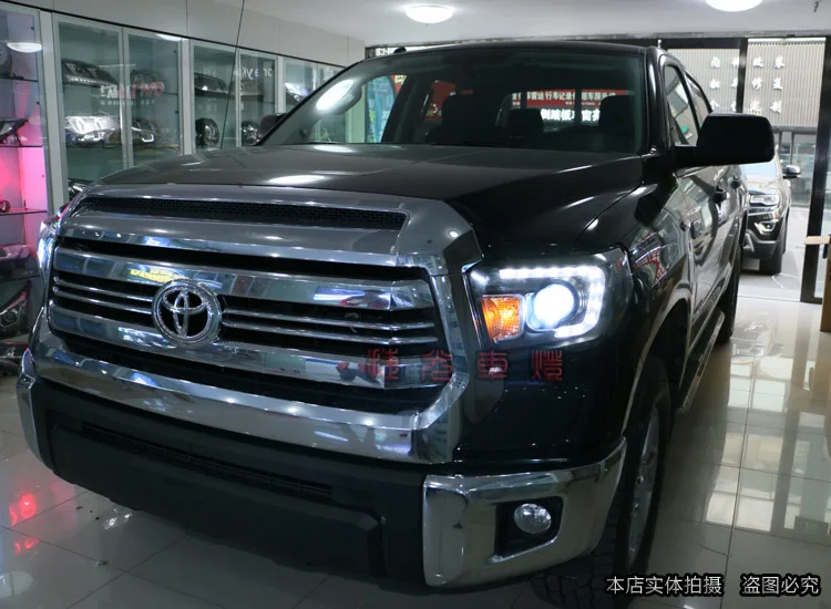 Hireno фары для- автомобиля Toyota Tundra сборки фар светодиодный DRL ангел объектив двойной луч ксеноновые 2 шт