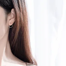 925 пробы, серебряные, классические, Золотая шпилька, серьги для женщин, Круглый Круг, изысканный минимализм, золотые серьги, Женские Ювелирные изделия